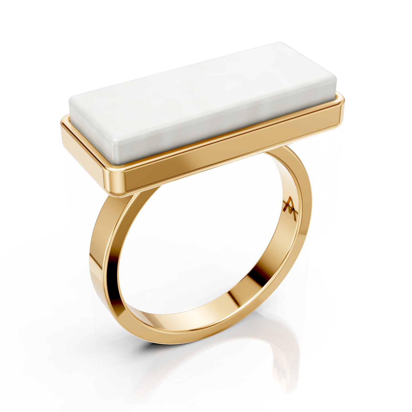 Anel Estrutura - Porcelana Branca | Semijoia Banhada a Ouro 18K