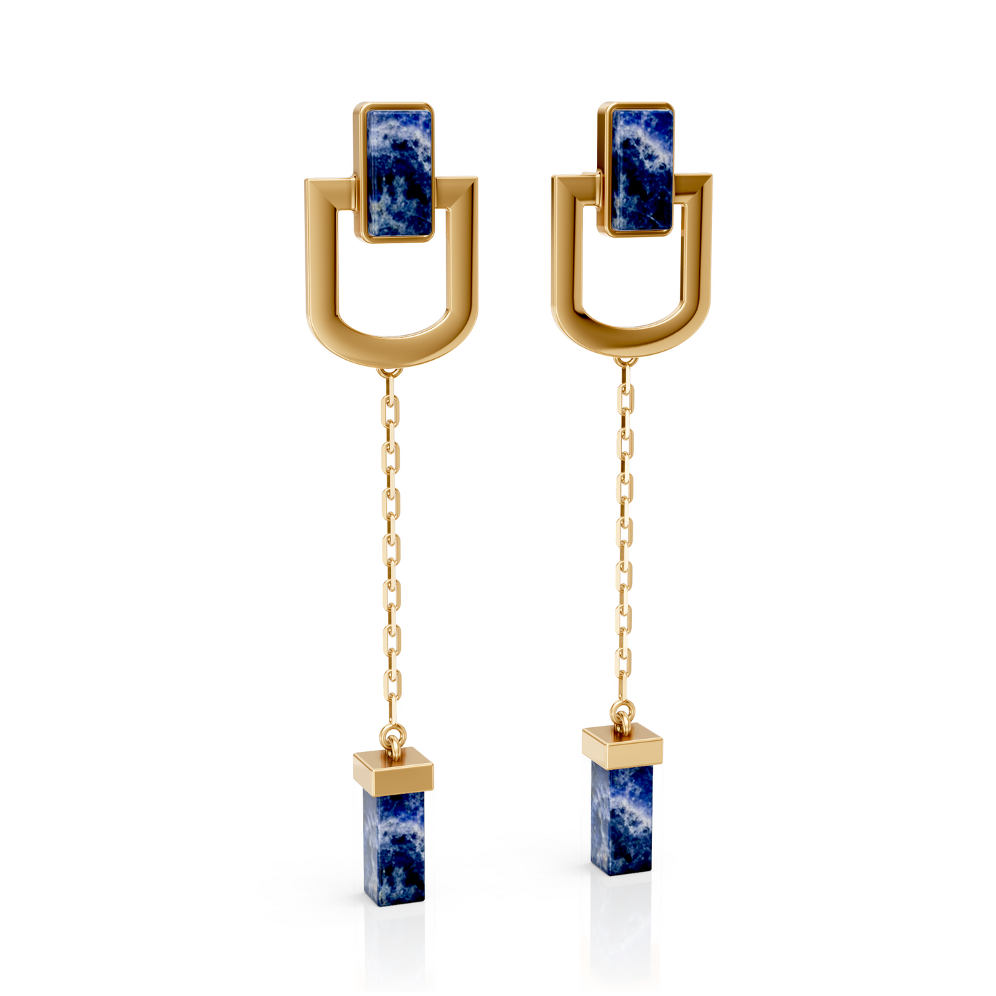 Brinco Presença - Sodalita | Semijoia Banhada a Ouro 18K