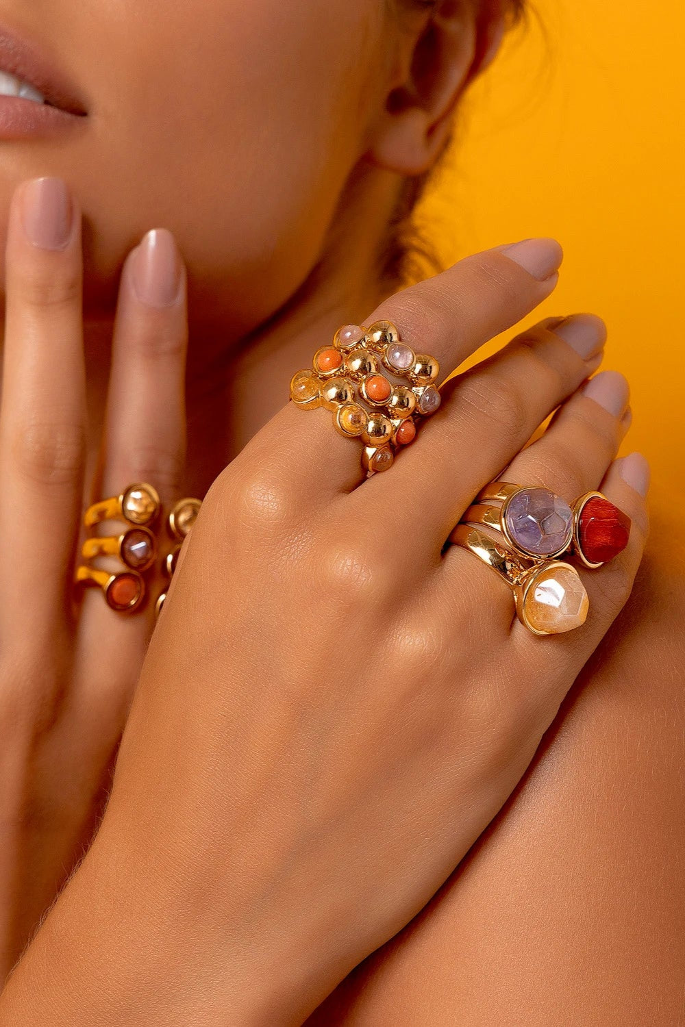 Aliança Ball - Citrino detalhe — Ouro 18K | Aimer Joias | anel semijoia pedra natural