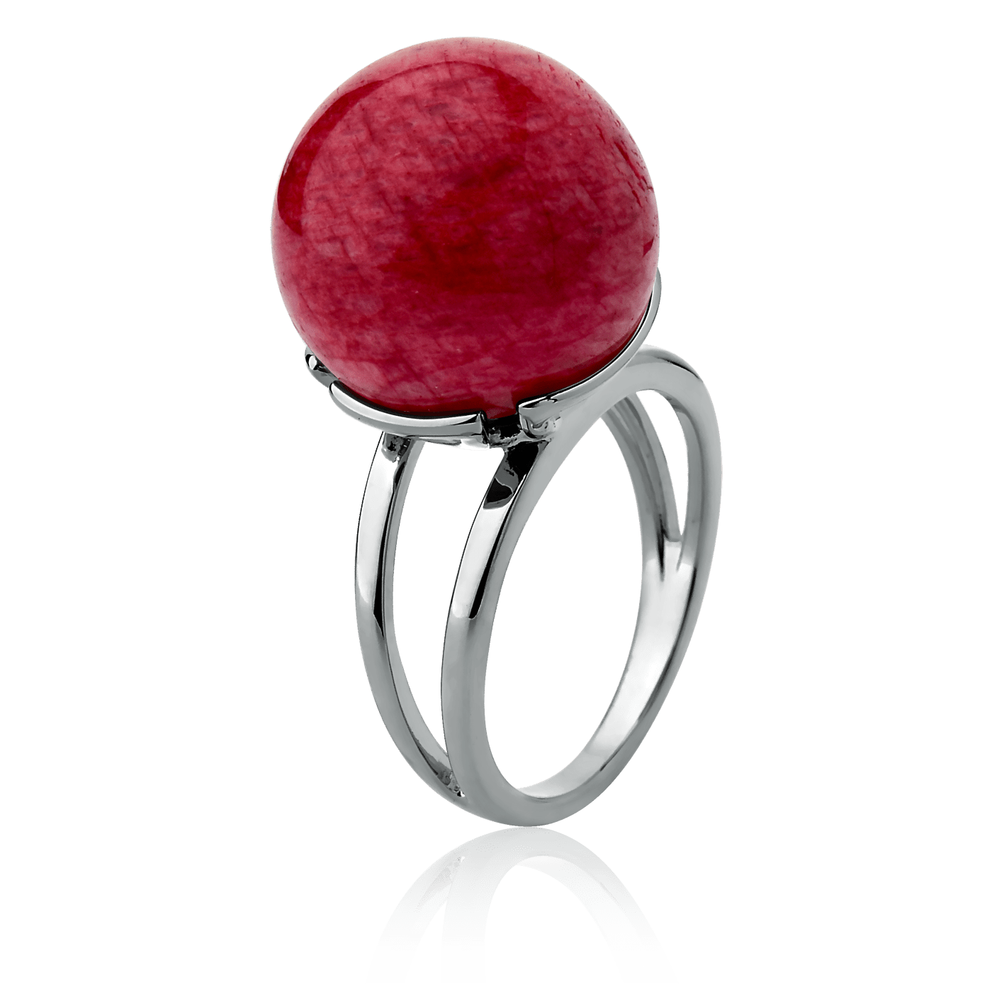 Anel Ball com Feldspato Vermelho em Banho de Ródio Negro - AIMER JOIAS
