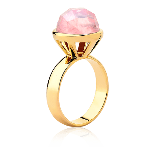Anel Classic - Quartzo Rosa detalhe — Ouro 18K | Aimer Joias | anel semijoia pedra natural