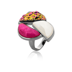 Drusa Multicolorida + Porcelana Branca + Feldspato Rosa Pink