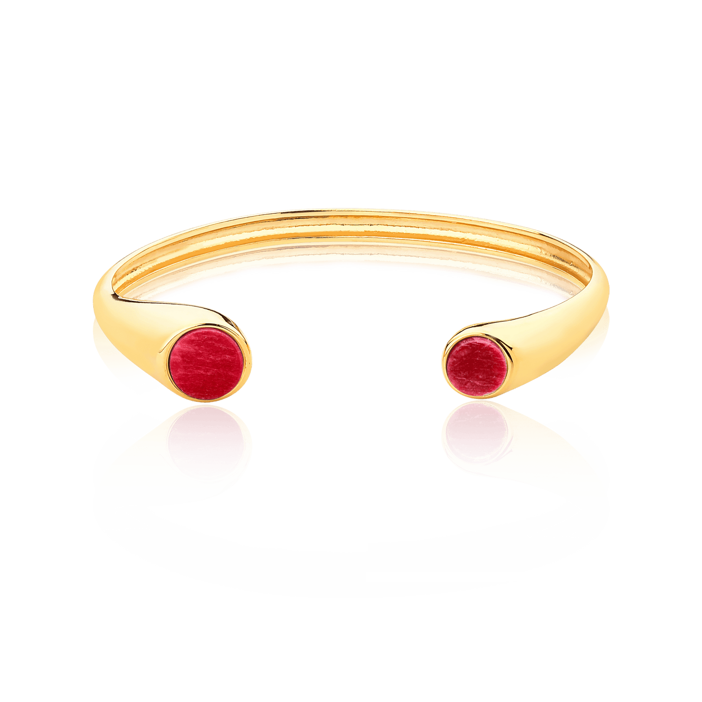 Bracelete Pocket Ball com Feldspato Vermelho em banho ouro 18k | Bracelete feminino Aimer Joias