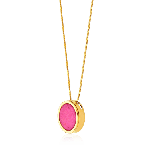Colar Único - Feldspato Rosa Pink Semijoias de luxo e design exclusivo