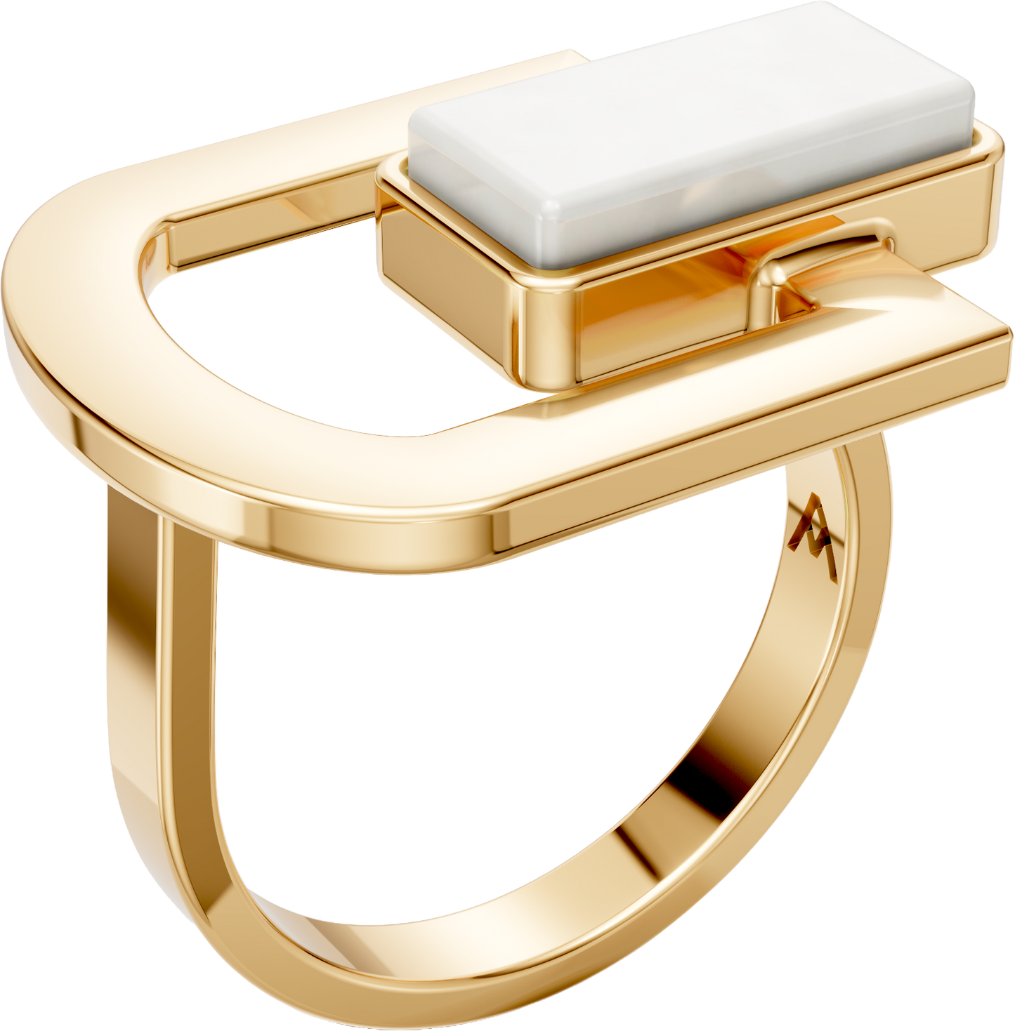 Anel Elos - Porcelana Branca | Semijoia Banhada a Ouro 18K