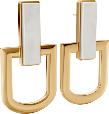 Brinco Elos - Porcelana Branca | Semijoia Banhada a Ouro 18K