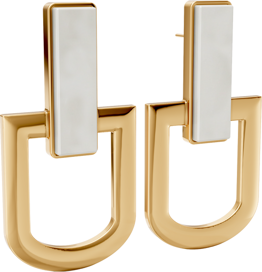 Brinco Elos - Porcelana Branca | Semijoia Banhada a Ouro 18K