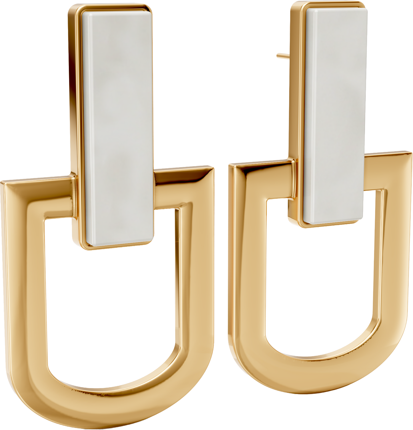 Brinco Elos - Porcelana Branca | Semijoia Banhada a Ouro 18K
