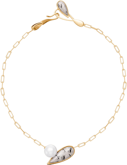 Colar União com Cristal Rutilado banhado a ouro 18k – semijoia autoral com pedra natural – Coleção Formas de Amar Aimer Joias