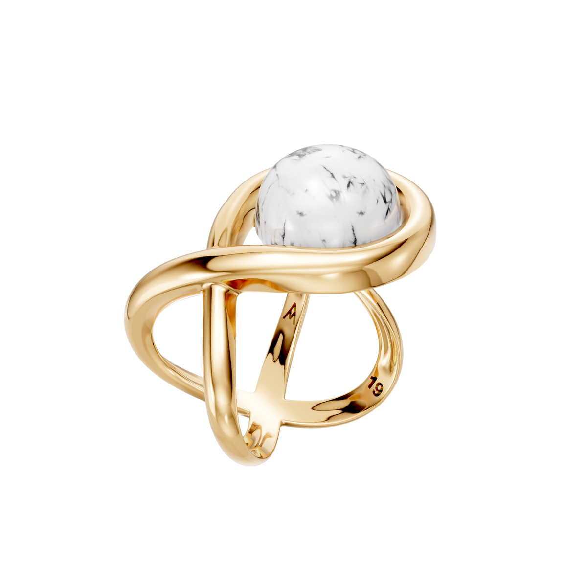 Anel Supernova — Howlita Branca, semijoia banhada a ouro 18k, coleção Supernova, Aimer Joias