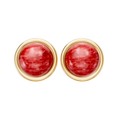 Brinco Aurora — Feldspato Vermelho, semijoia banhada a ouro 18k, coleção Supernova, Aimer Joias