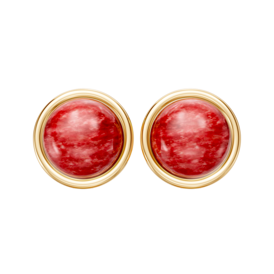 Brinco Aurora — Feldspato Vermelho, semijoia banhada a ouro 18k, coleção Supernova, Aimer Joias