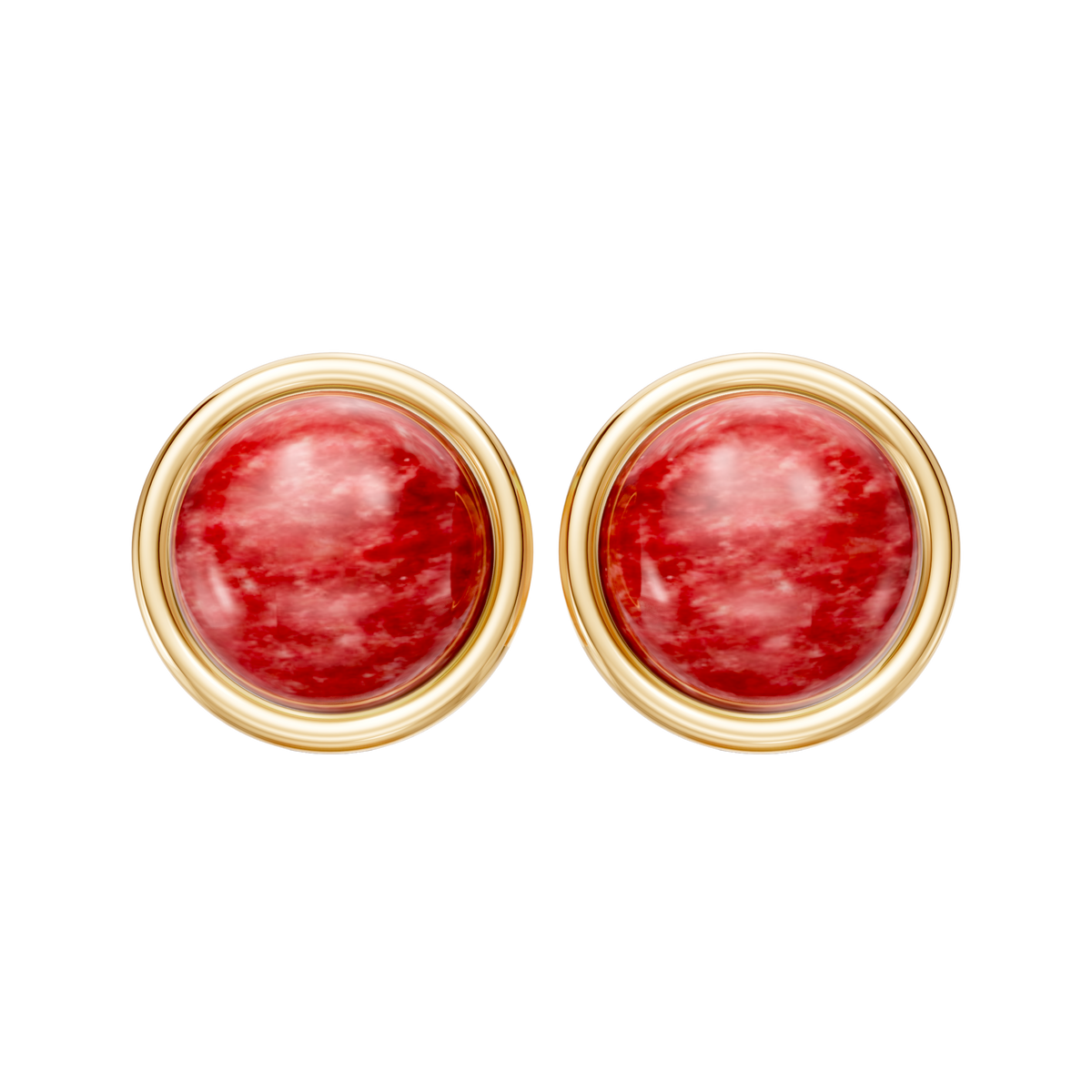 Brinco Aurora — Feldspato Vermelho, semijoia banhada a ouro 18k, coleção Supernova, Aimer Joias