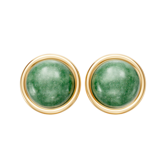 Brinco Aurora — Quartzo Verde, semijoia banhada a ouro 18k, coleção Supernova, Aimer Joias