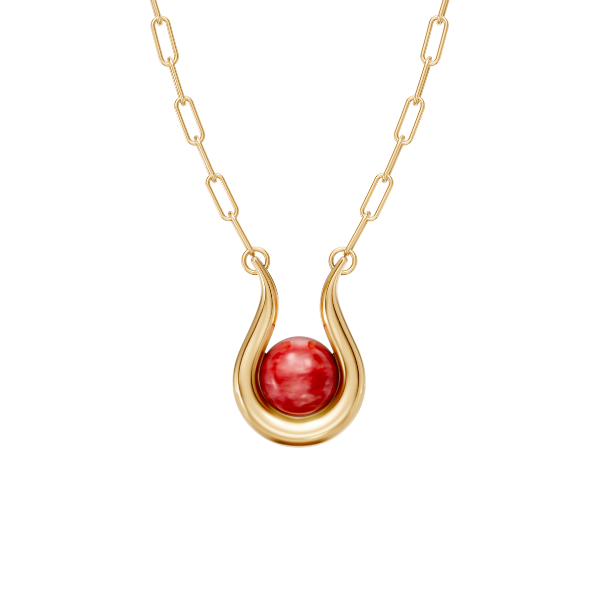 Colar Órbita — Feldspato Vermelho, semijoia banhada a ouro 18k, coleção Supernova, Aimer Joias