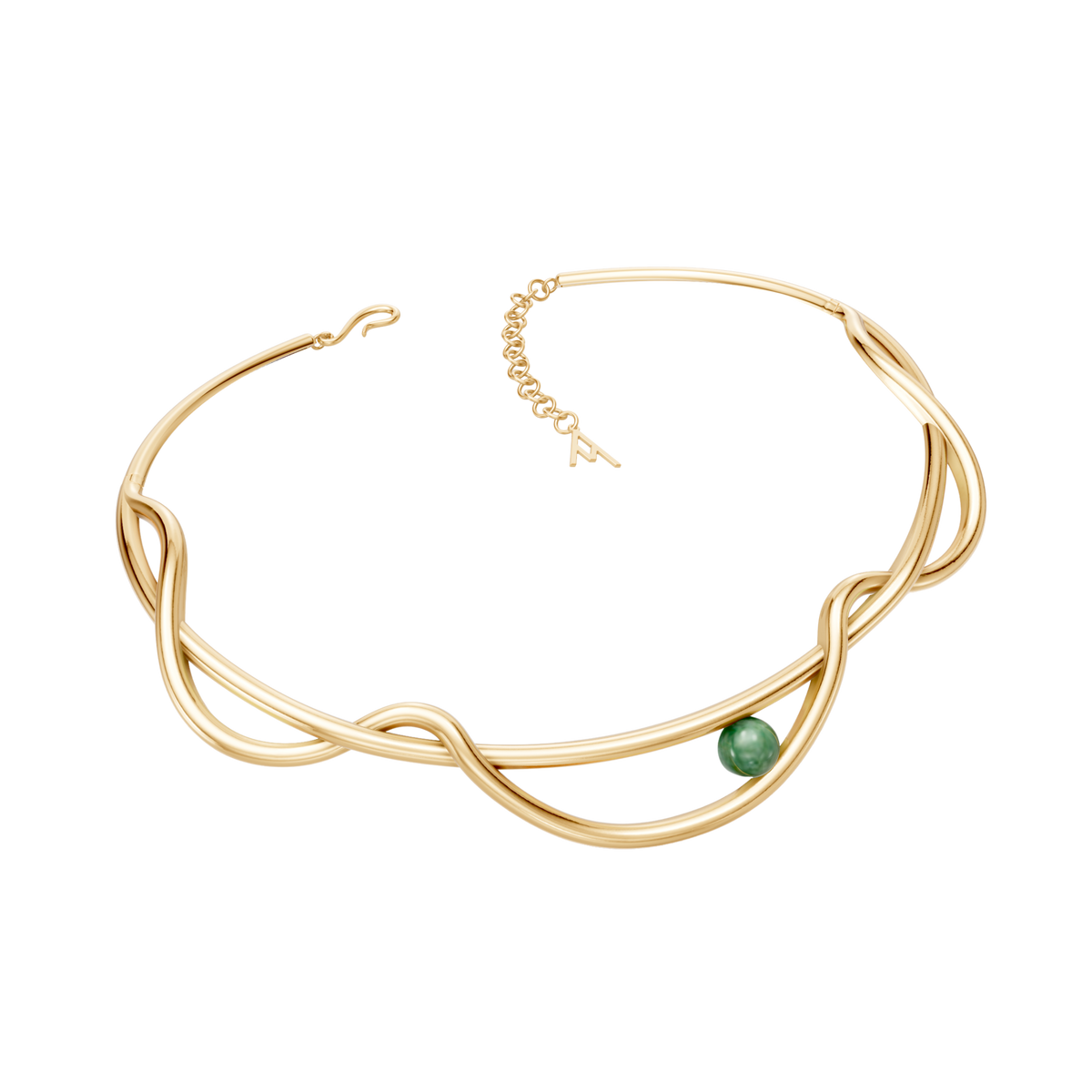Colar Choker Aurora — Quartzo Verde, semijoia banhada a ouro 18k, coleção Supernova, Aimer Joias