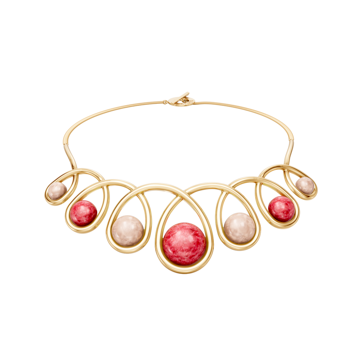 Colar Supernova — Feldspato Vermelho e Quartzo Rosa, semijoia banhada a ouro 18k, coleção Supernova, Aimer Joias