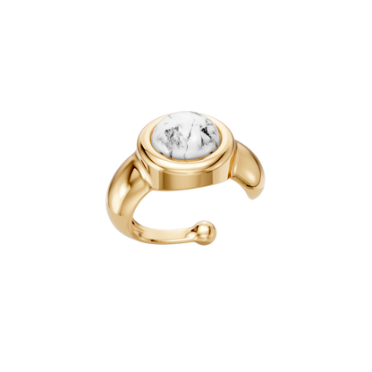 Ear Hook Supernova — Howlita Branca, semijoia banhada a ouro 18k, coleção Supernova, Aimer Joias