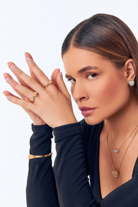 Aliança Ball - Drusa Platina detalhe — Ouro 18K | Aimer Joias | anel semijoia pedra natural