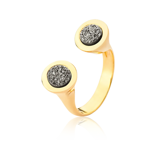 Anel Celeste - Drusa Platina — Ouro 18K | Aimer Joias | semijoia feminina pedra natural