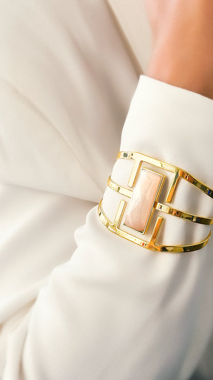 Bracelete Ópera - Quartzo Rosa - Aimer Joias
