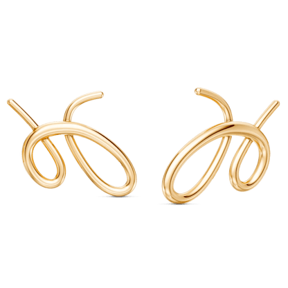 Brinco Rabiscos em banho ouro 18k — design orgânico minimalista | Coleção Entre o Traço e a Forma Aimer Joias