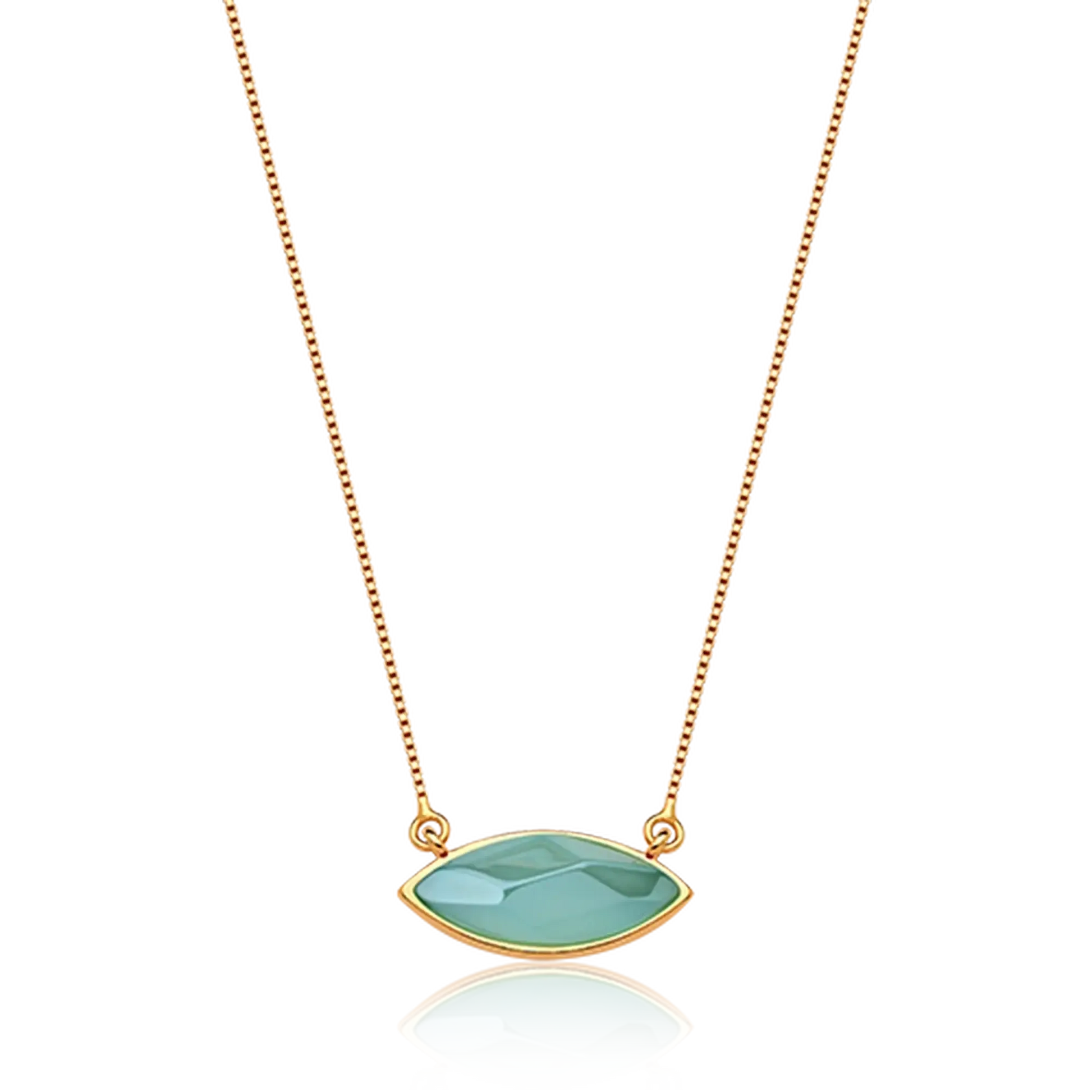 Colar Pétala - Ágata Azul Céu — Ródio Negro | Aimer Joias | semijoia feminina pedra natural