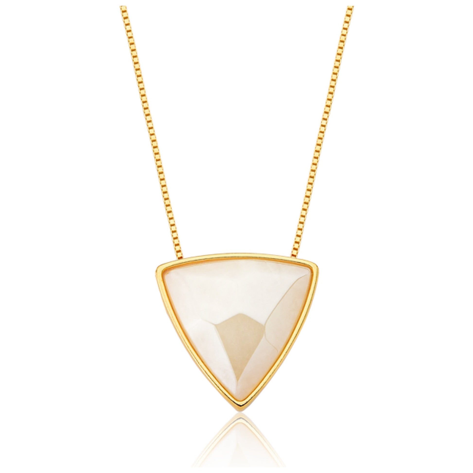 Colar Triângulo - Ágata Branca — Ouro 18K | Aimer Joias | semijoia feminina pedra natural