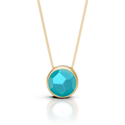 Colar Classic - Ágata Azul Céu — Ouro 18K | Aimer Joias | semijoia feminina pedra natural