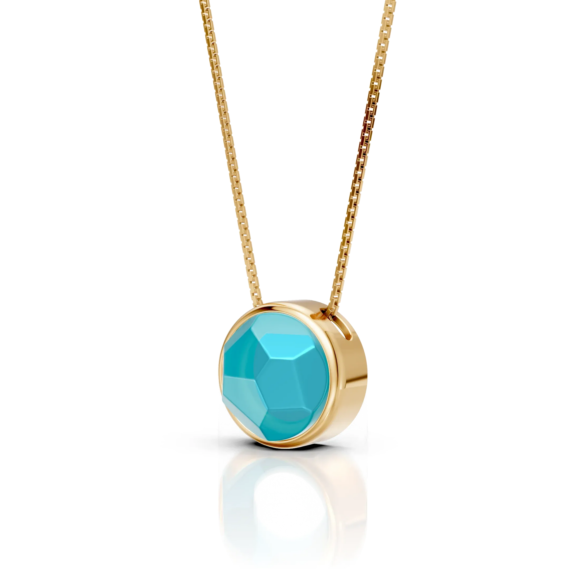Colar Classic - Ágata Azul Céu — Ouro 18K | Aimer Joias | semijoia feminina pedra natural