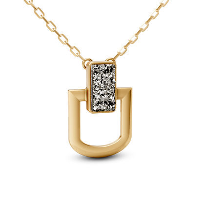 Colar Elos - Drusa Metalizada | Semijoia Banhada a Ouro 18K