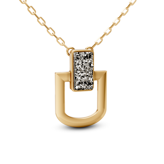 Colar Elos - Drusa Metalizada | Semijoia Banhada a Ouro 18K