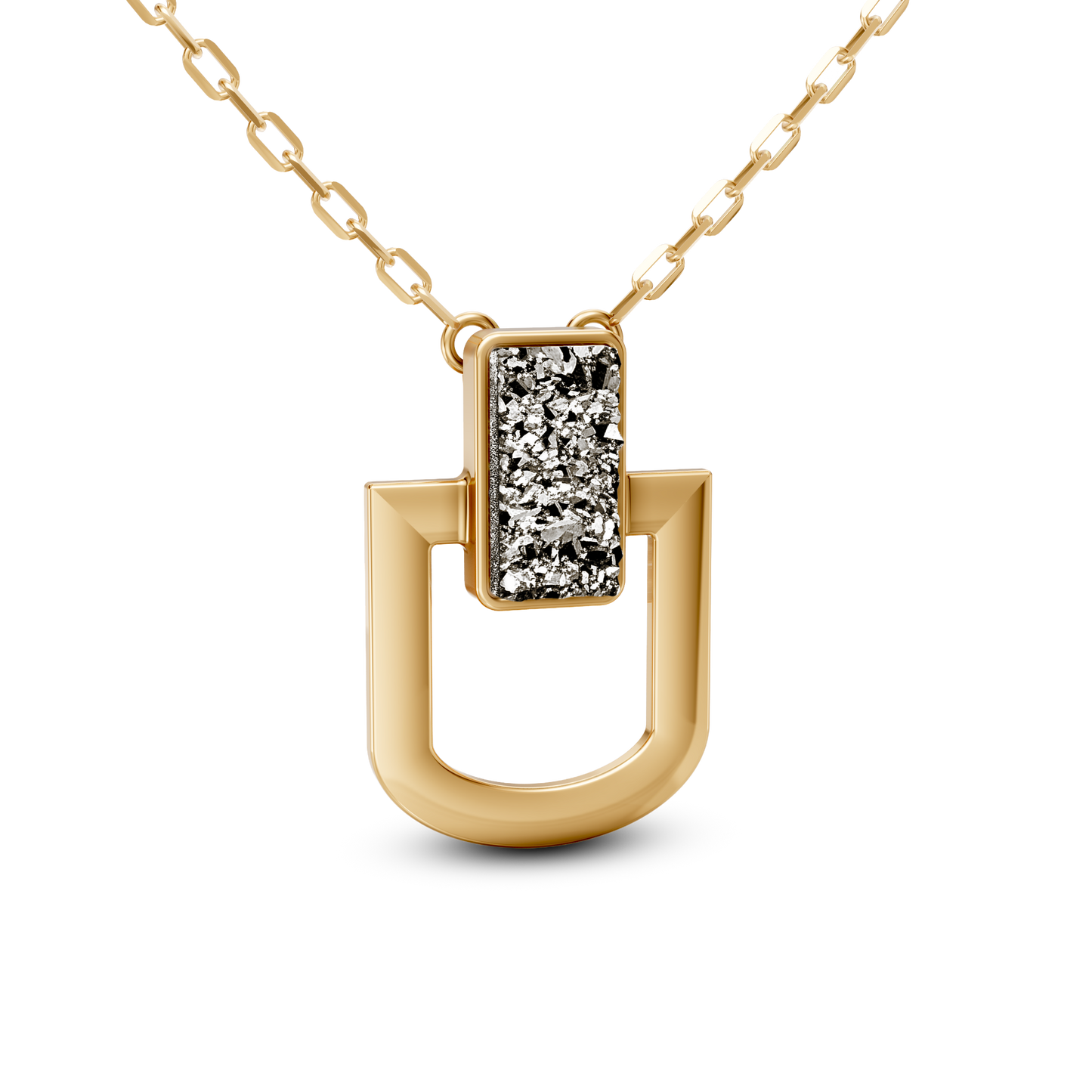 Colar Elos - Drusa Metalizada | Semijoia Banhada a Ouro 18K