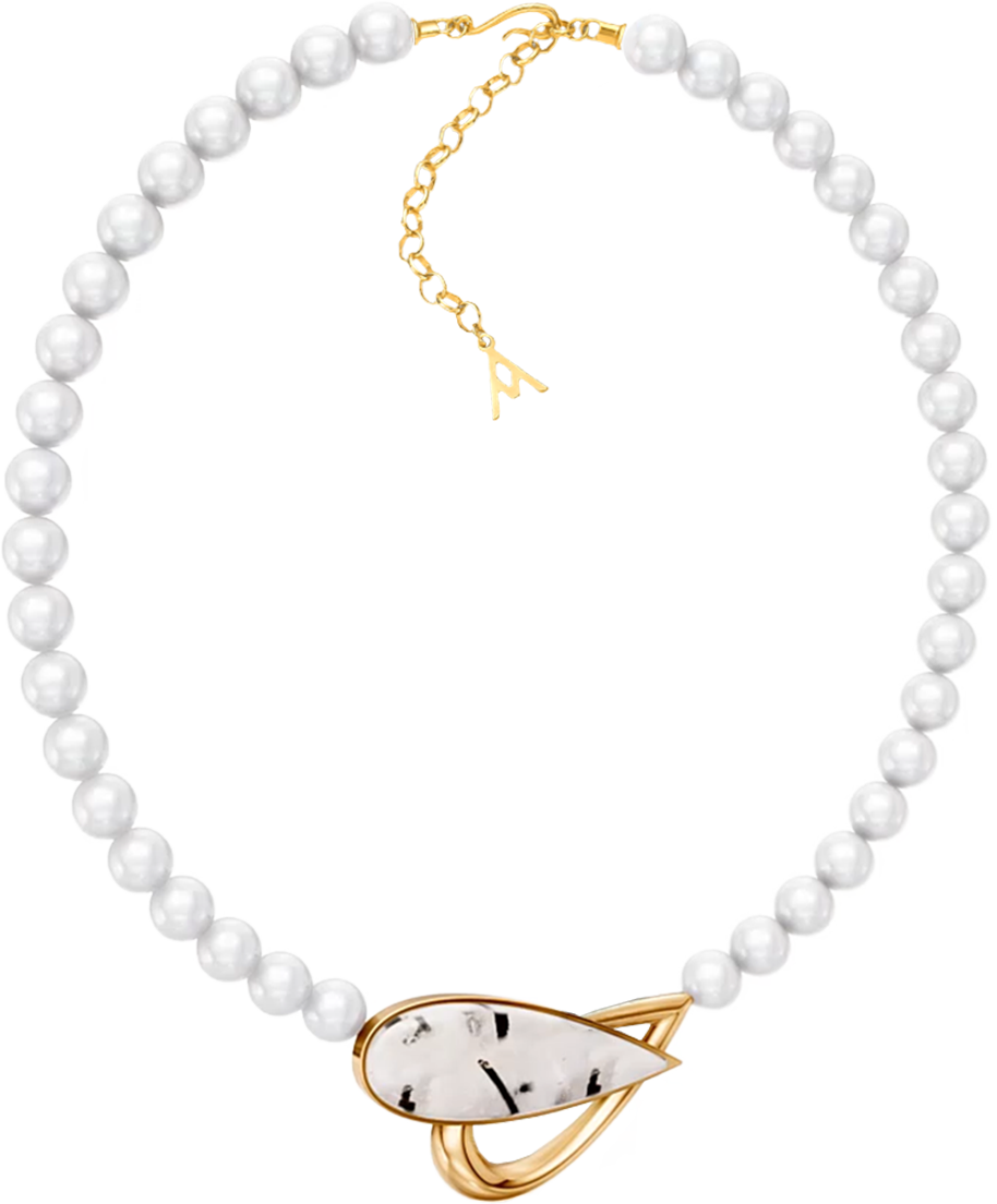 Colar Além da Forma com Cristal Rutilado banhado a ouro 18k – semijoia autoral com pedra natural brasileira – Coleção Formas de Amar Aimer Joias