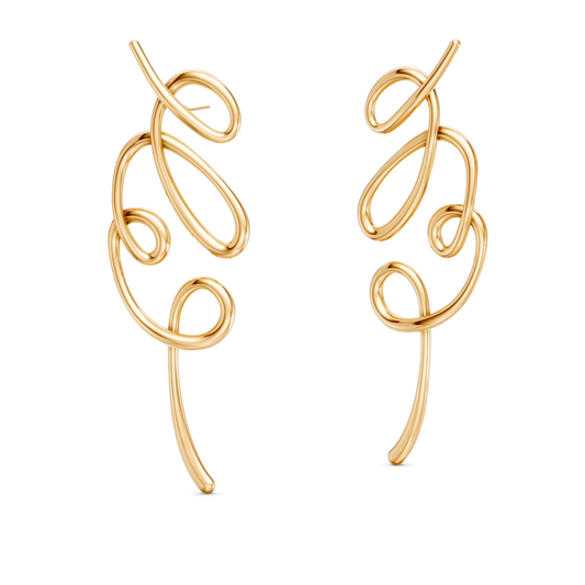 Brinco Rabiscos - Banho Ouro 18k