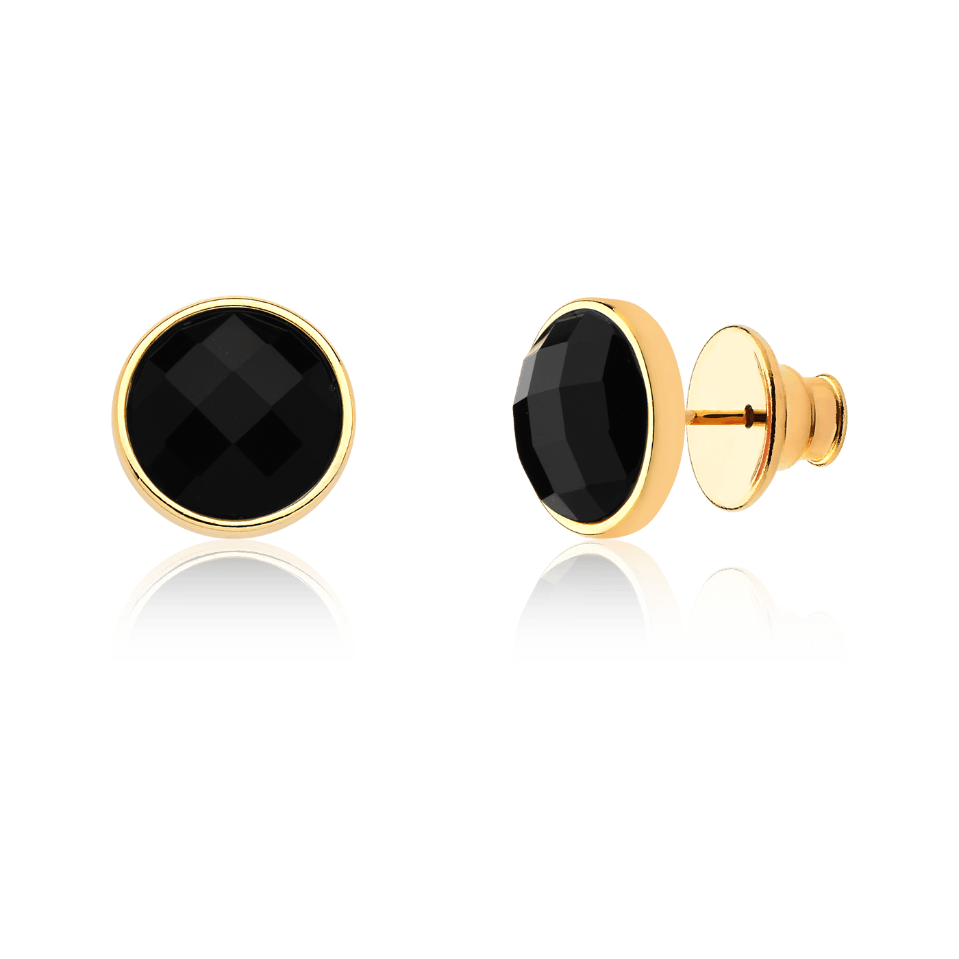 Brinco Classic - Obsidiana Negra — Ouro 18K | Aimer Joias | brinco semijoia feminina pedra natural