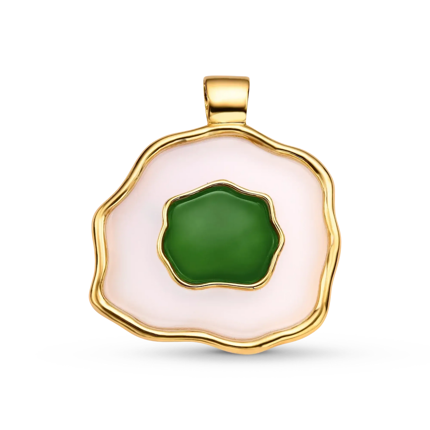 Pingente Ixchel - Ágata Branca e Ágata Verde