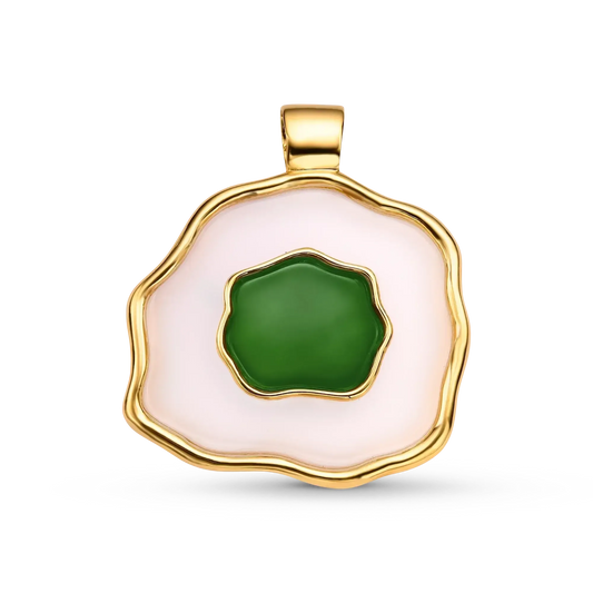 Pingente Ixchel - Ágata Branca e Ágata Verde