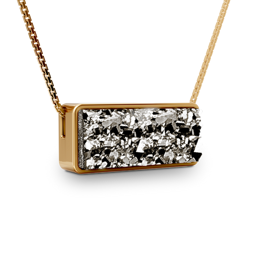 Colar Estrutura - Drusa Metalizada | Semijoia Banhada a Ouro 18K