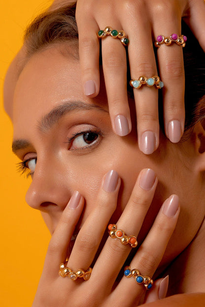 Aliança Ball - Ametista detalhe — Ouro 18K | Aimer Joias | anel semijoia pedra natural
