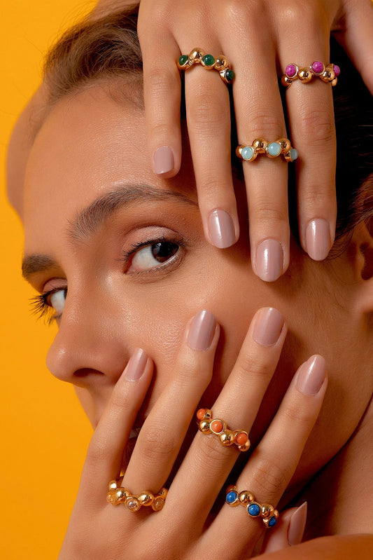 Aliança Ball - Ametista detalhe — Ouro 18K | Aimer Joias | anel semijoia pedra natural