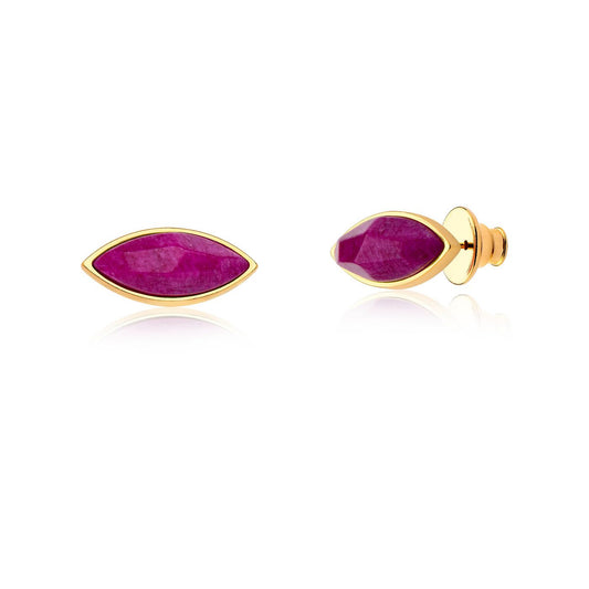 Brinco Pétala - Feldspato Rosa Pink — Ouro 18K | Aimer Joias | semijoia feminina pedra natural