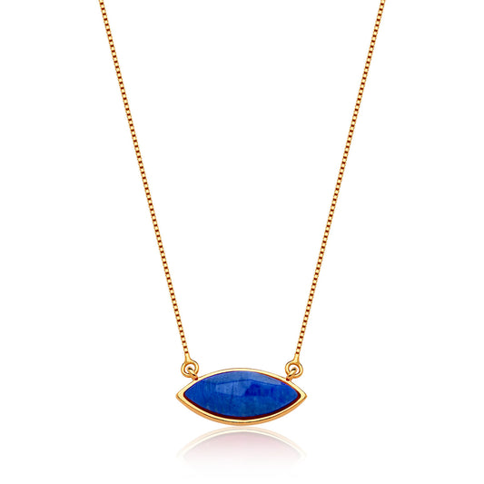 Colar Pétala - Feldspato Azul Anil — Ouro 18K | Aimer Joias | semijoia feminina pedra natural