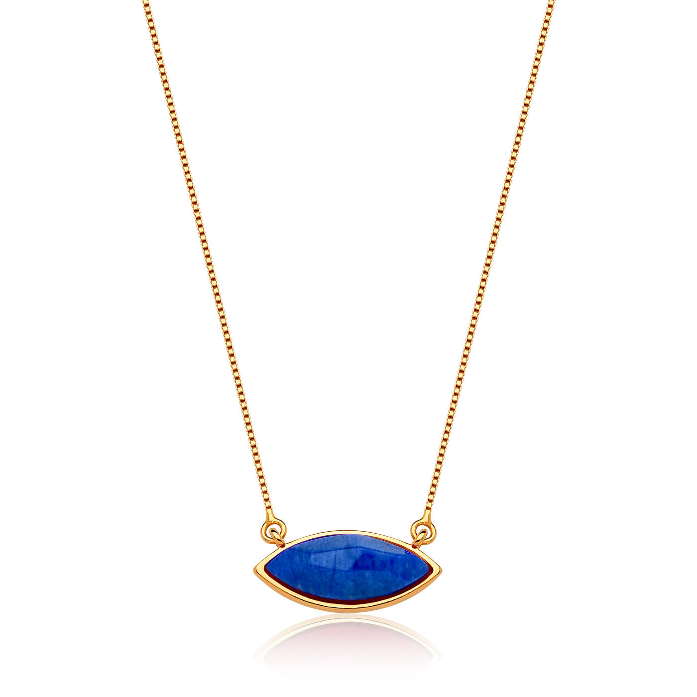 Colar Pétala - Feldspato Azul Anil — Ouro 18K | Aimer Joias | semijoia feminina pedra natural