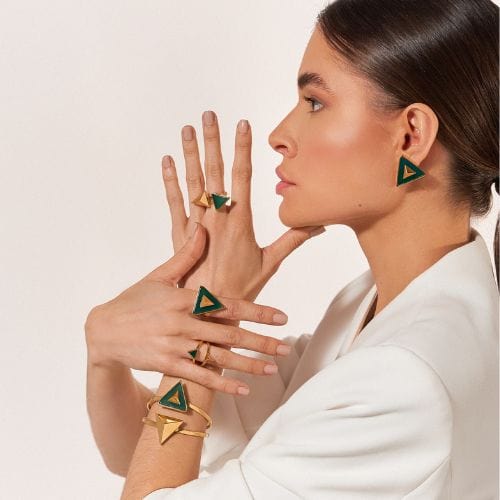 Anel Adversis - Ágata verde Semijoias de luxo e design exclusivo