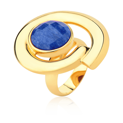 Anel Bella - Feldspato Azul Anil — Ouro 18K | Aimer Joias | semijoia feminina pedra natural