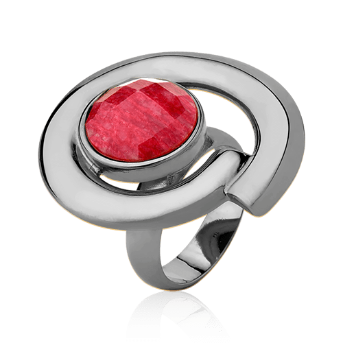 Anel Bella - Feldspato Vermelho — Ródio Negro | Aimer Joias | semijoia feminina pedra natural
