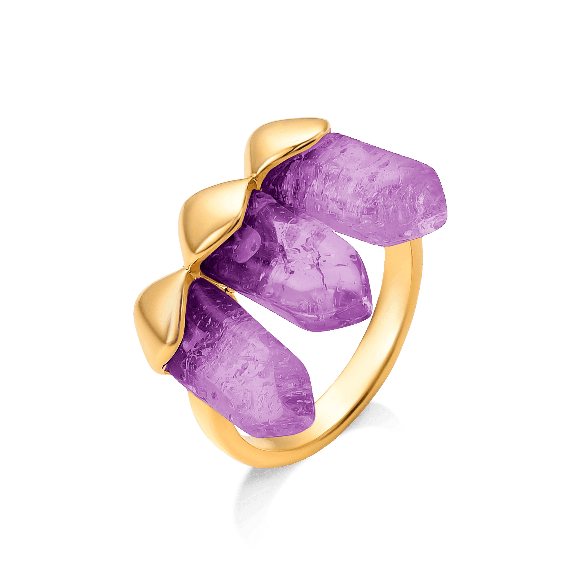 Anel Bruma com Ametista em banho ouro 18k | Anel feminino com pedra natural Aimer Joias