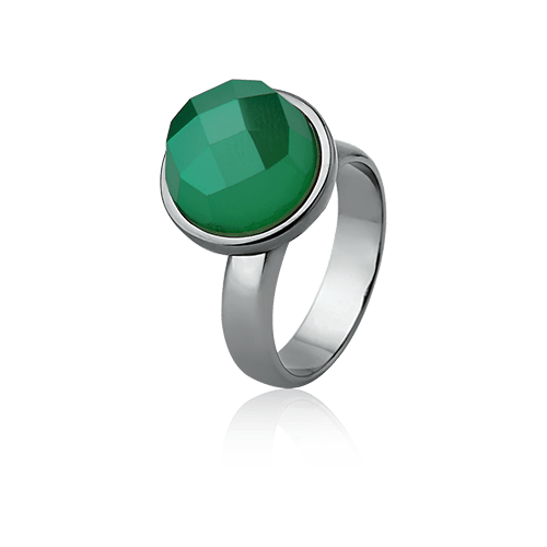 Anel Classic - Ágata Verde — Ródio Negro | Aimer Joias | semijoia feminina pedra natural