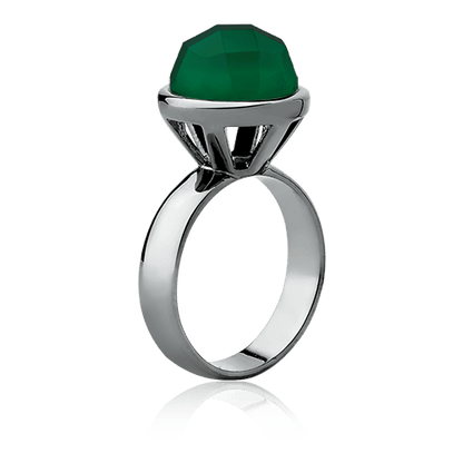 Anel Classic - Ágata Verde detalhe — Ródio Negro | Aimer Joias | anel semijoia pedra natural